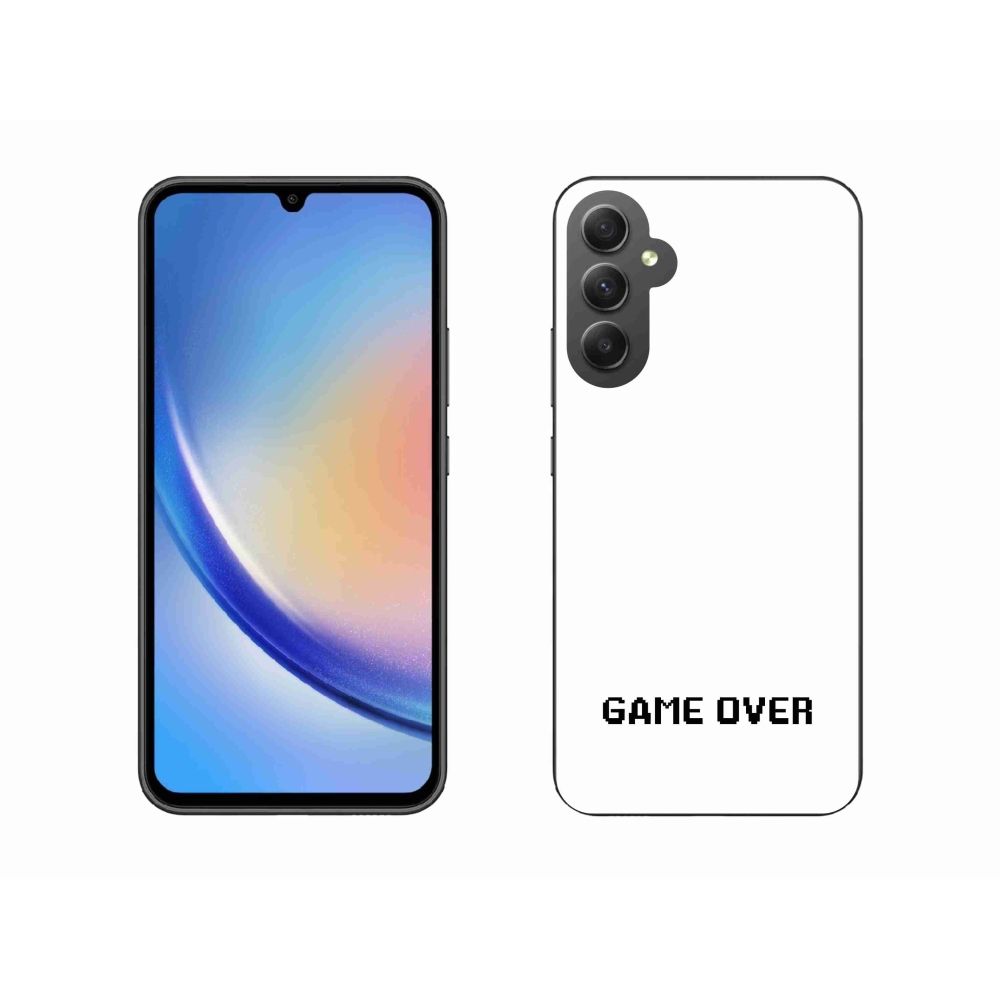 Gelový kryt mmCase na Samsung Galaxy A34 5G - game over bílé pozadí
