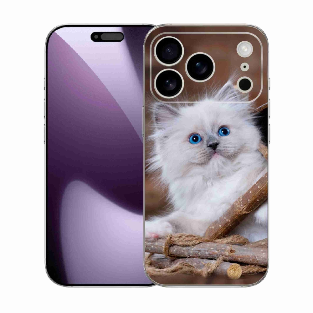 Gelový kryt mmCase na iPhone 17 Pro - bílé kotě