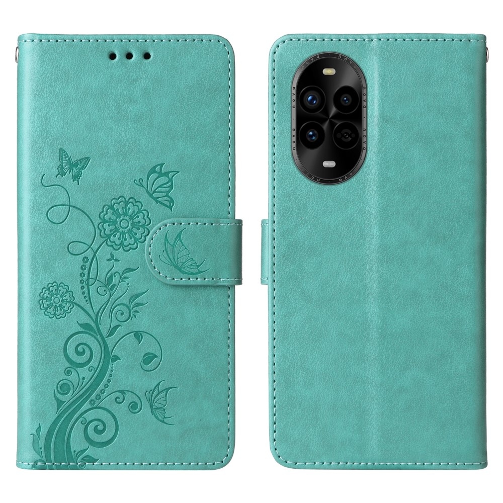 Flowery knížkové pouzdro na Huawei Nova 13 Pro 5G - modrozelené