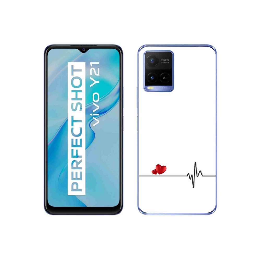 Gelový kryt mmCase na Vivo Y21/Y21s/Y33s - srdce a tep bílé pozadí