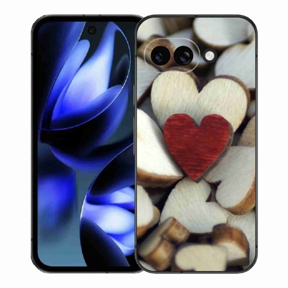 Gelový kryt mmCase na Google Pixel 9a - gravírované červené srdce 