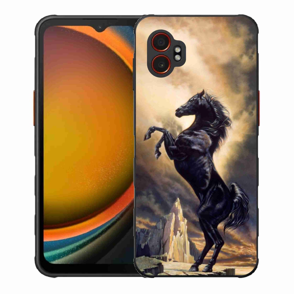 Gelový kryt mmCase na Samsung Galaxy Xcover 7 Pro - černý kreslený kůň