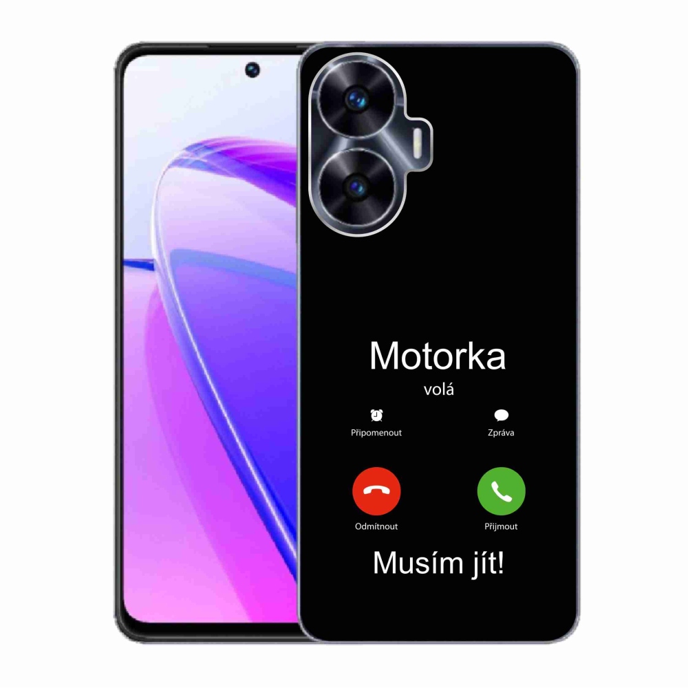 Gelový kryt mmCase na Realme C55 - motorka volá černé pozadí