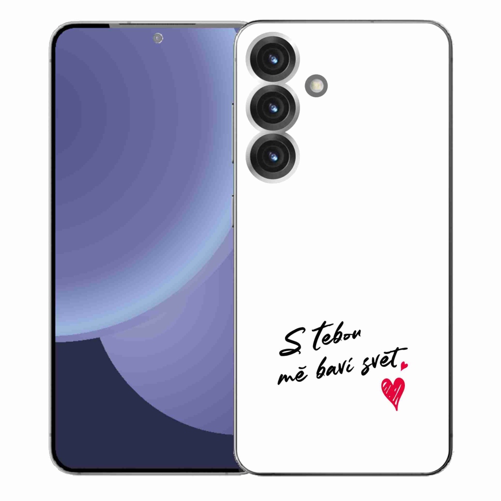 Gelový kryt mmCase na Samsung Galaxy S25+ - zamilovaný text 1 bílé pozadí