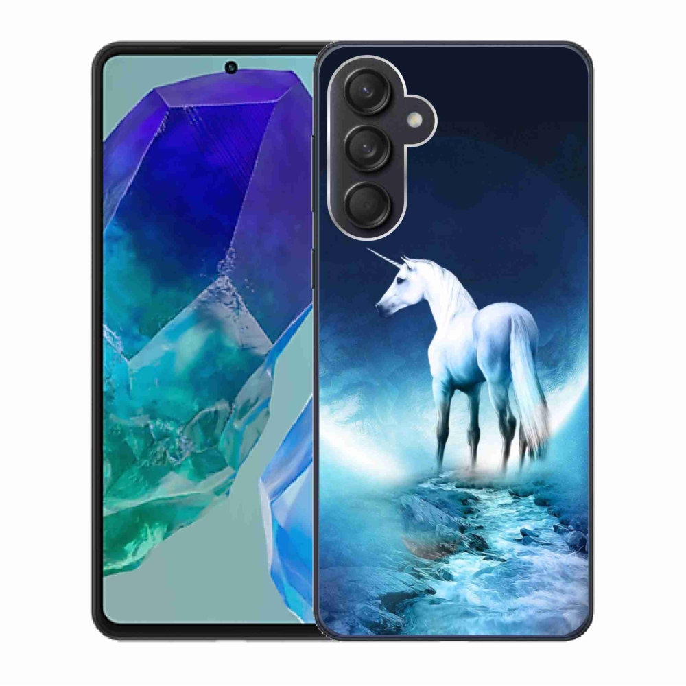 Gelový kryt mmCase na Samsung Galaxy M55 5G - bílý jednorožec