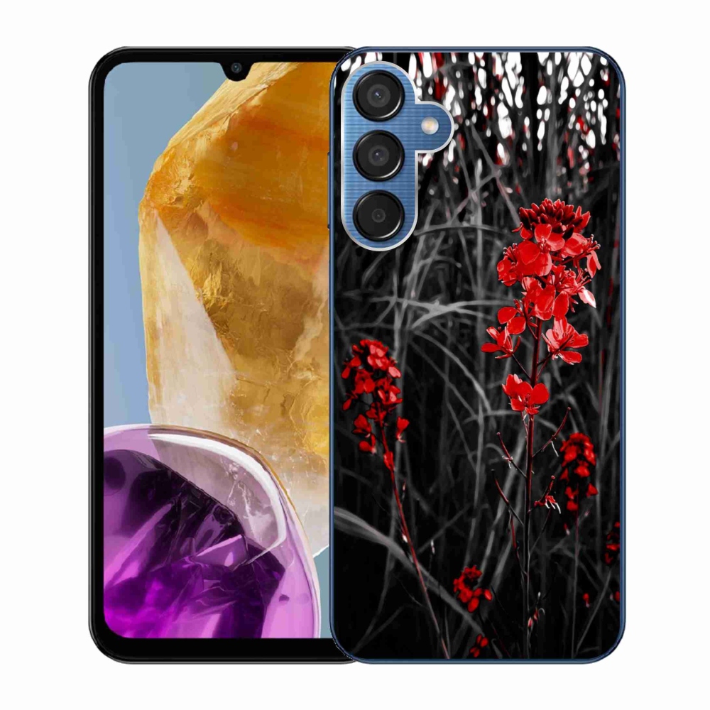 Gelový kryt mmCase na Samsung Galaxy M15 5G - červená rostlina