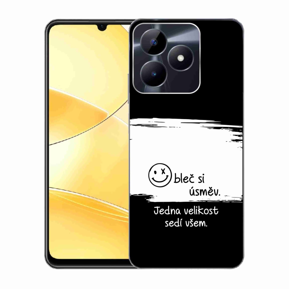 Gelový kryt mmCase na Realme C51/C53 - vtipný text 8 bíločerné pozadí