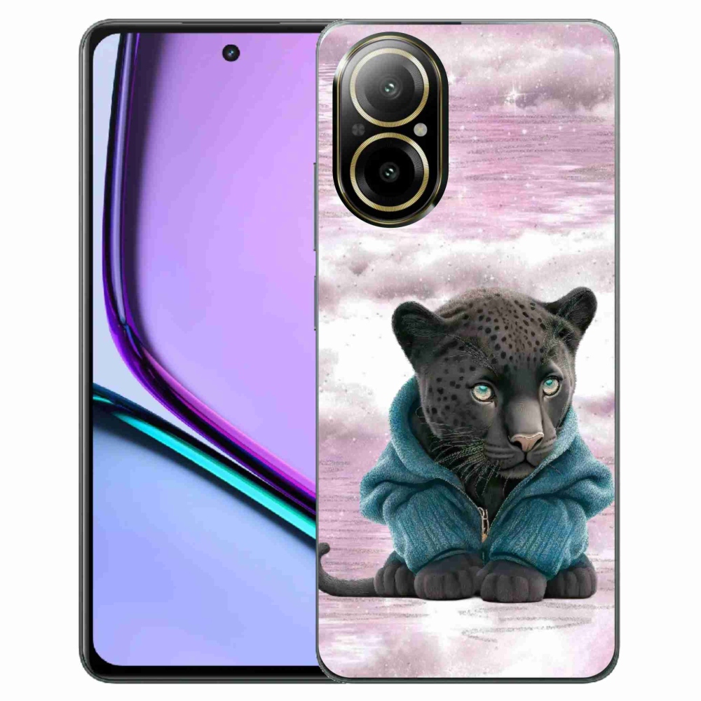 Gelový kryt mmCase na Realme C67 - černý panter ve svetru