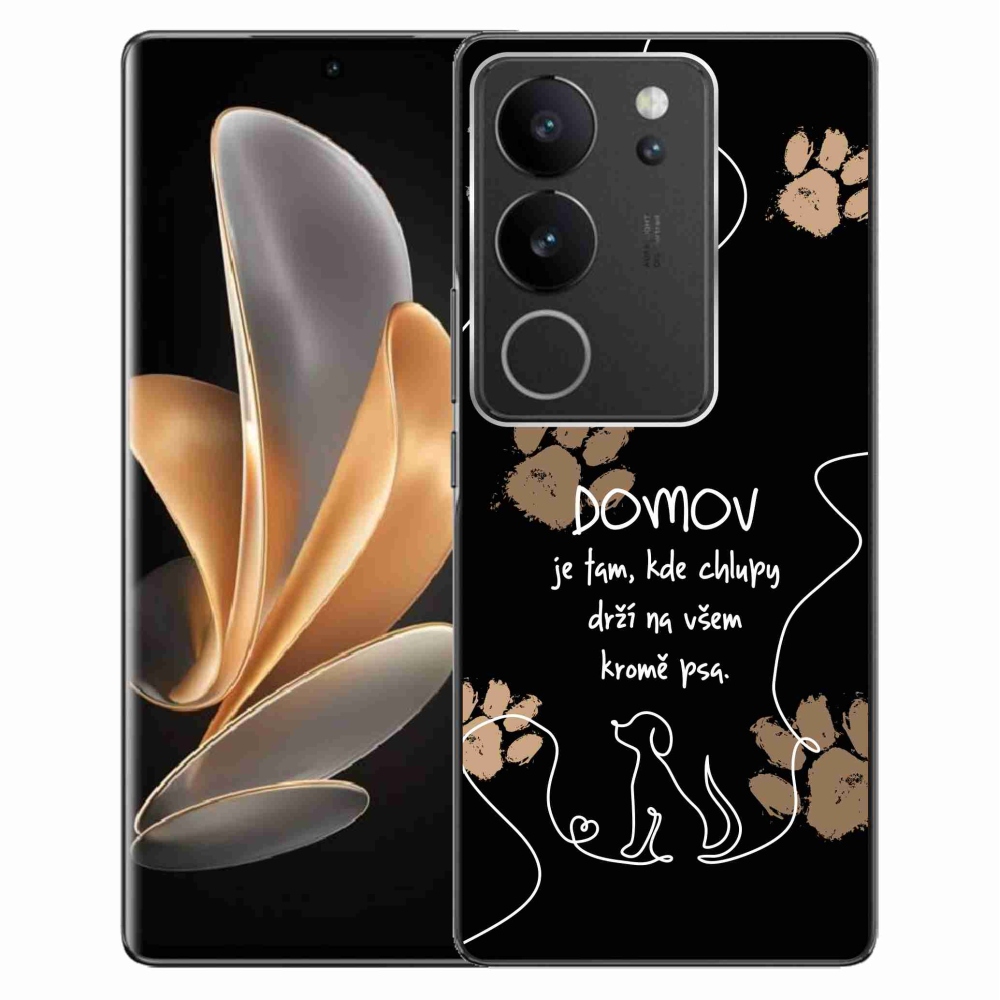 Gelový kryt mmCase na Vivo V29 5G - psí motiv černé pozadí