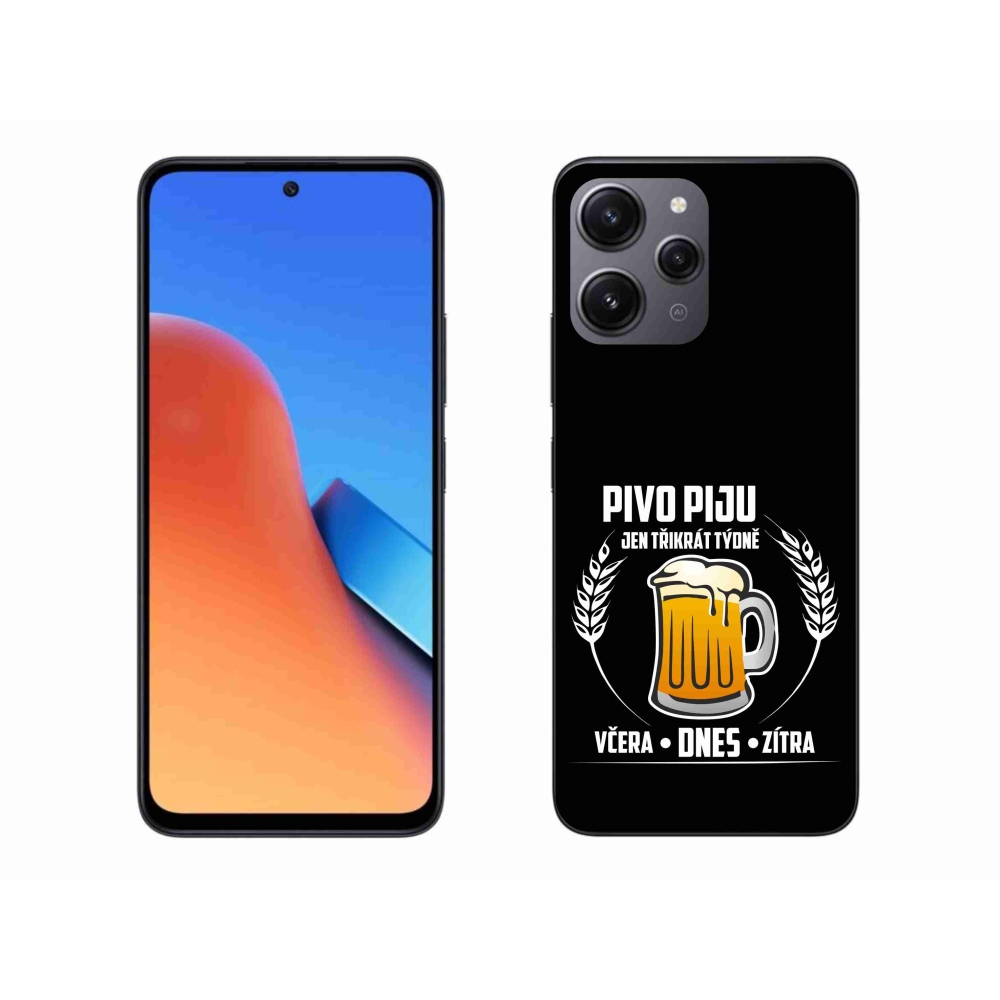 Gelový kryt mmCase na Xiaomi Redmi 12 - pivní motiv černé pozadí