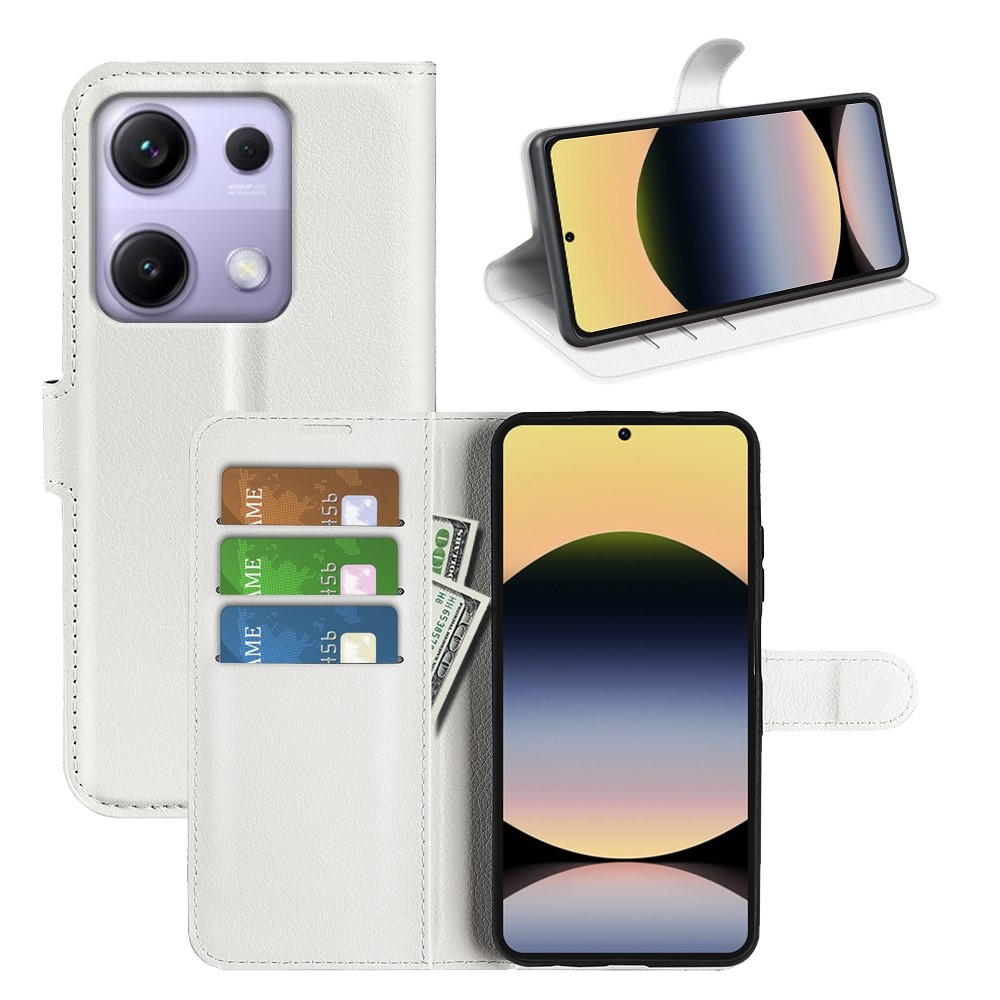 Litchi knížkové pouzdro na Xiaomi Redmi Note 14S - bílé