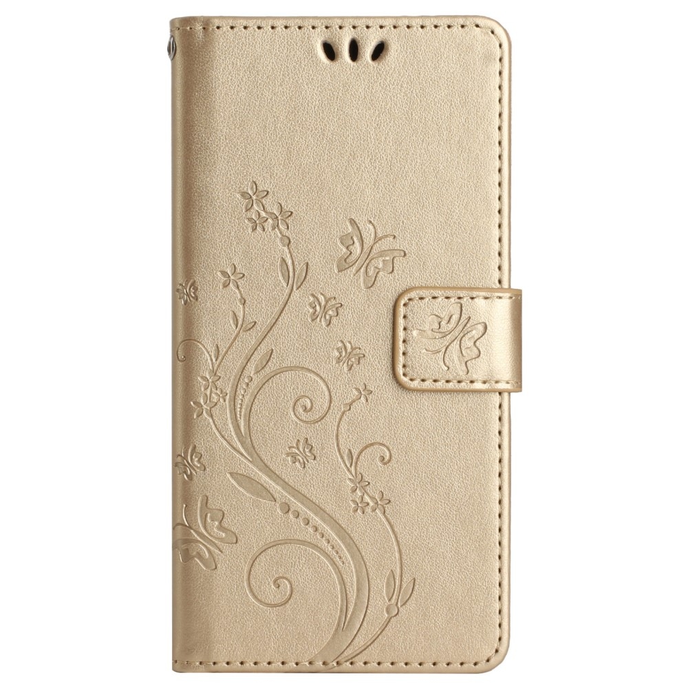 Flowers knížkové pouzdro na Samsung Galaxy A26 5G - zlaté