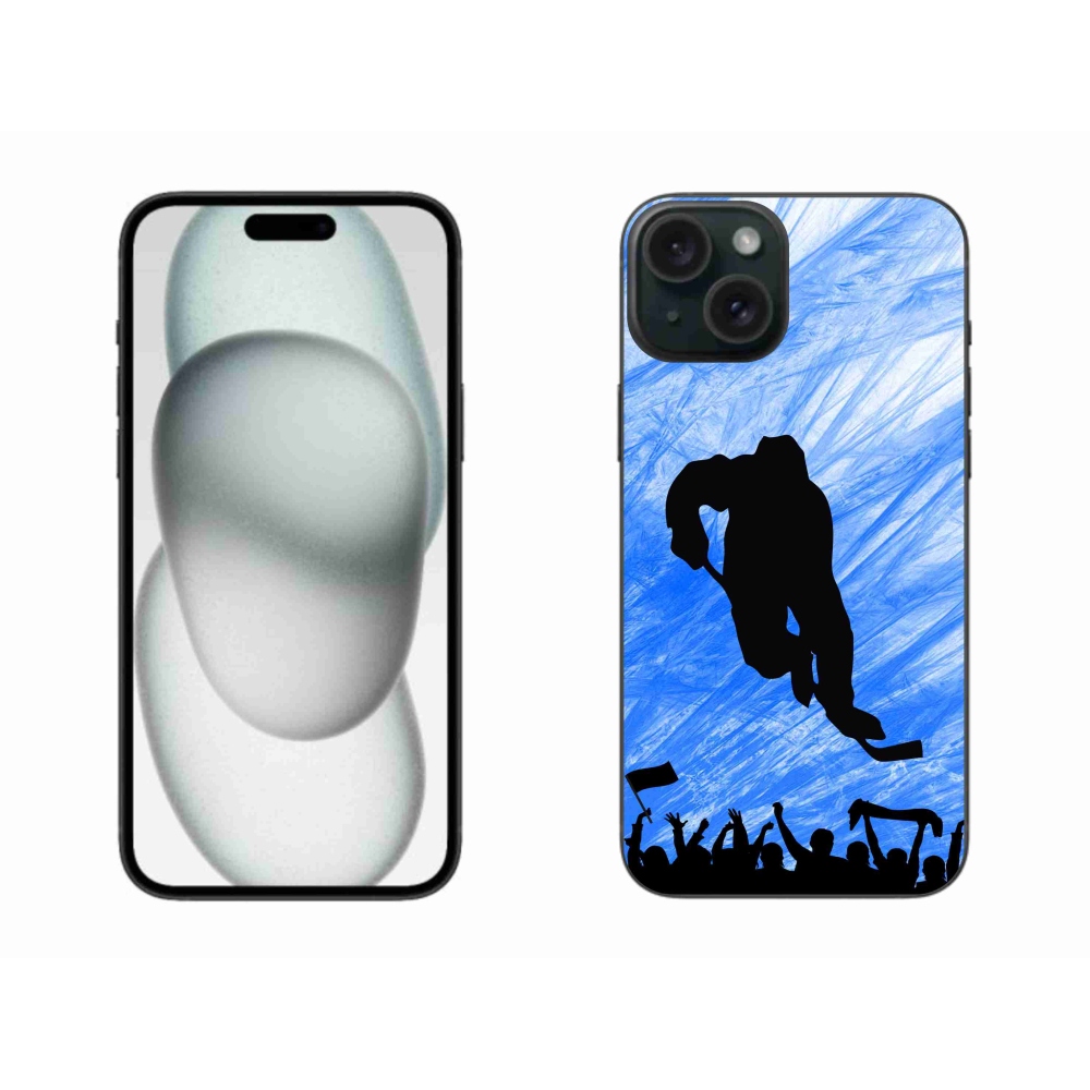 Gelový kryt mmCase na iPhone 15 Plus - hokejový hráč