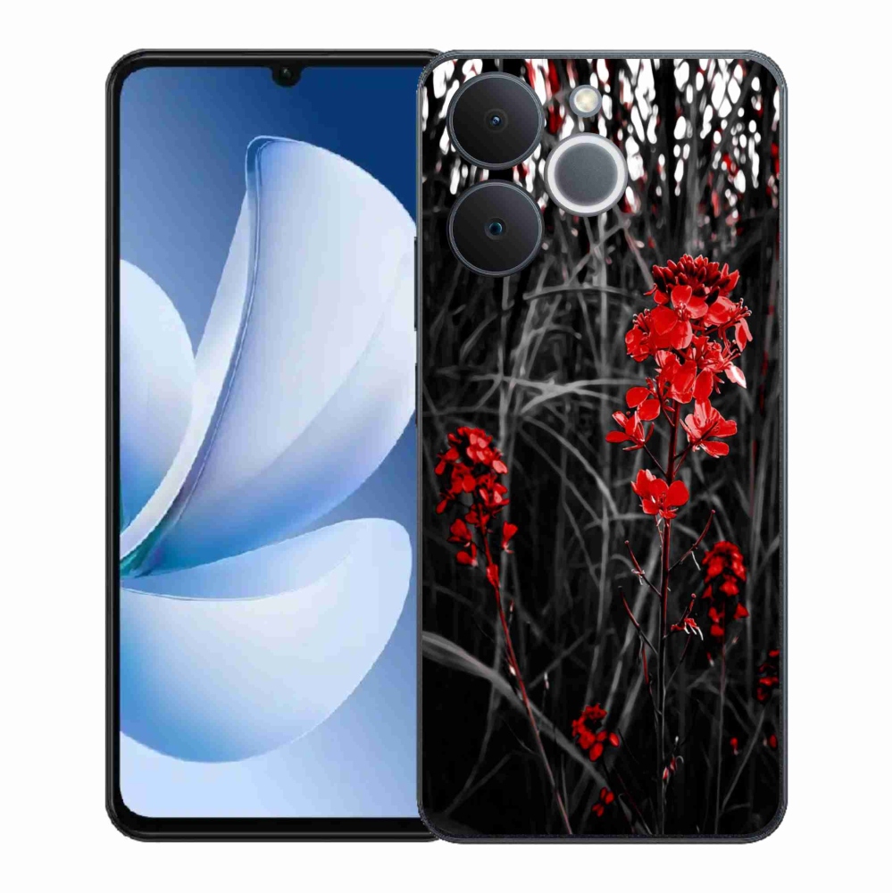 Gelový kryt mmCase na Realme Note 70T - červená rostlina