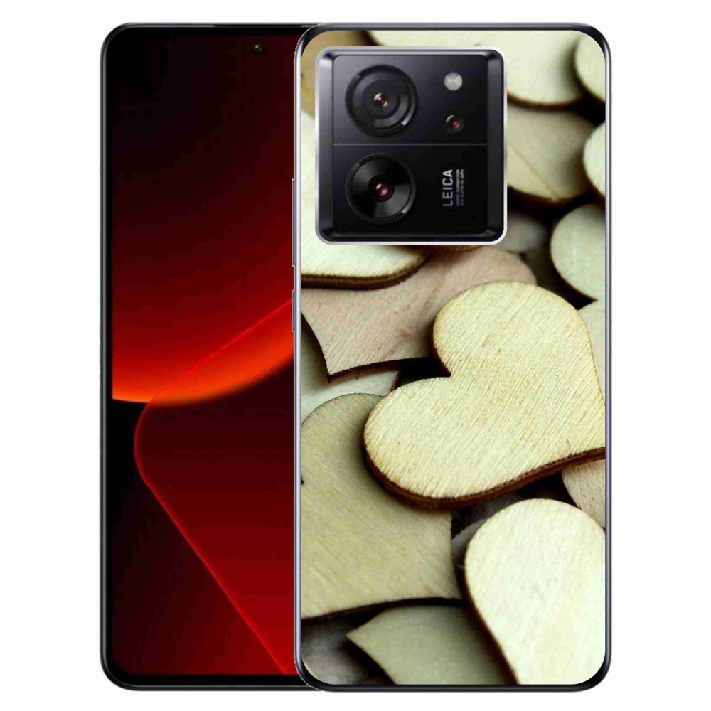 Gelový kryt mmCase na Xiaomi 13T/13T Pro - dřevěná srdíčka