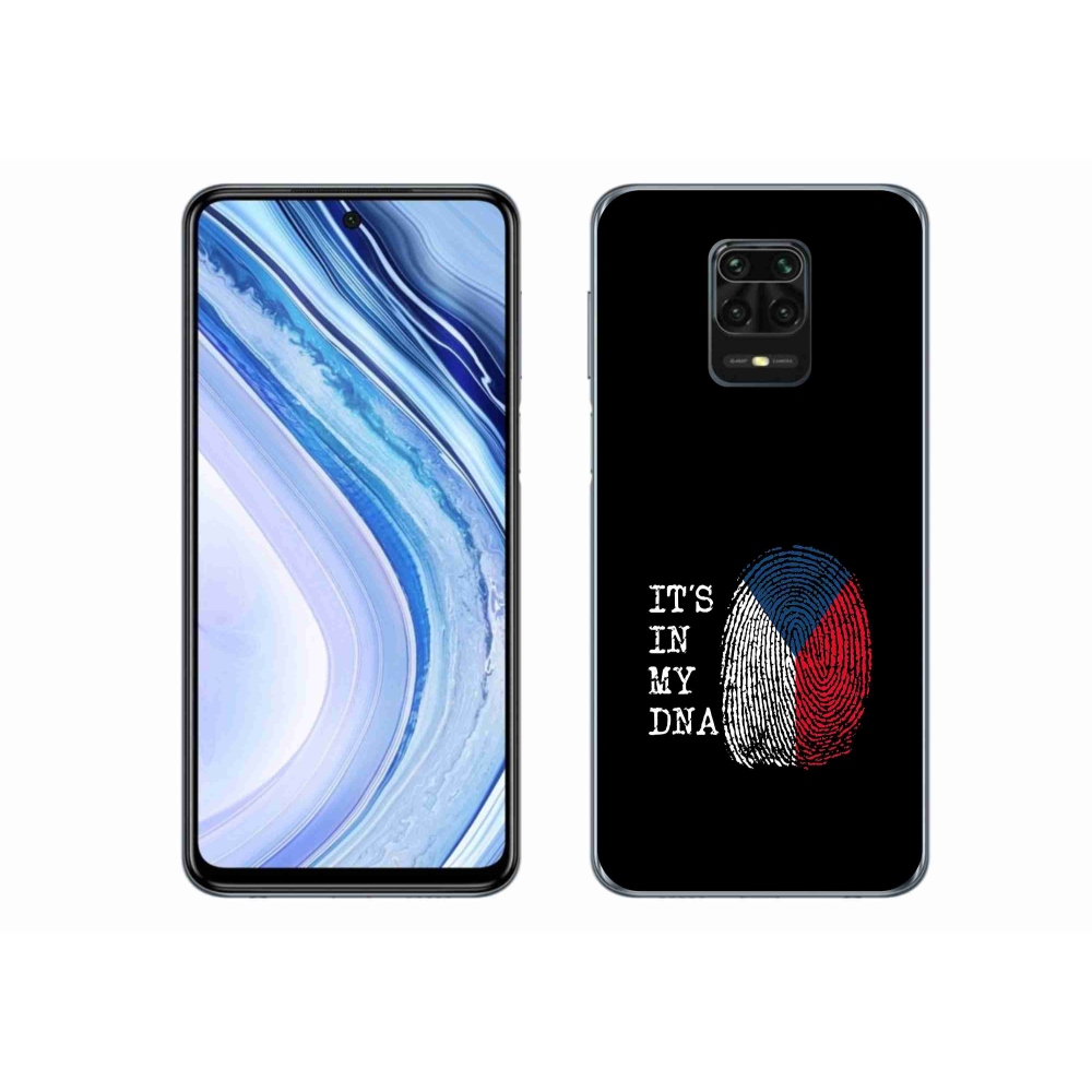 Gelový kryt mmCase na Xiaomi Redmi Note 9 Pro - vlajka otisk prstu černé pozadí