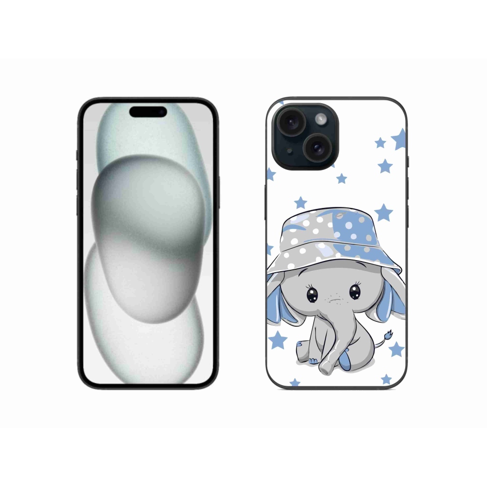Gelový kryt mmCase na iPhone 15 - modrý slon