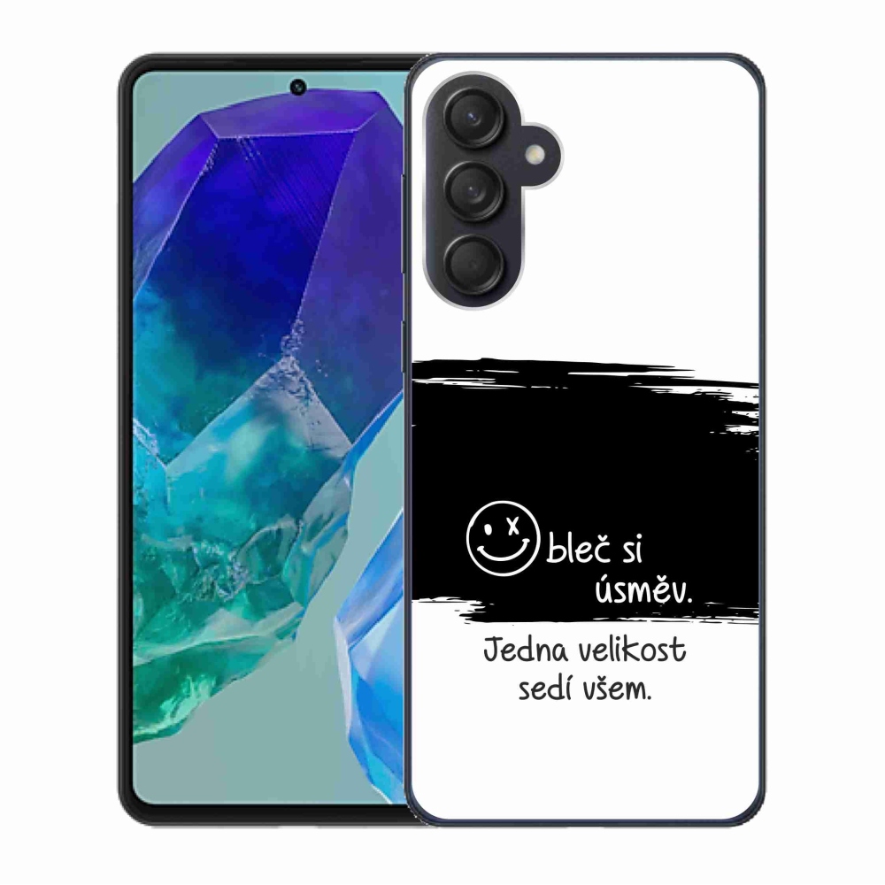Gelový kryt mmCase na Samsung Galaxy M55 5G - vtipný text 8 černobílé pozadí
