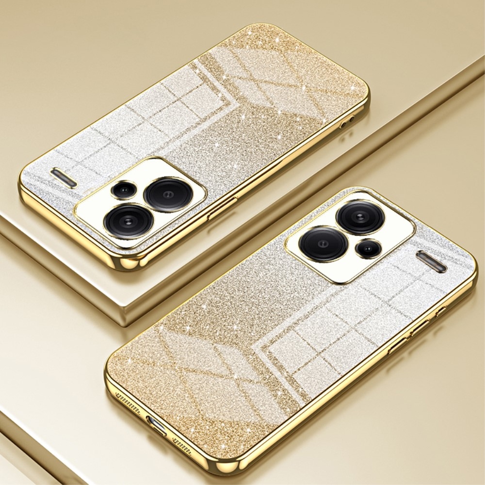Cut gelový třpytivý obal na Xiaomi Redmi Note 13 Pro+ 5G - zlatý