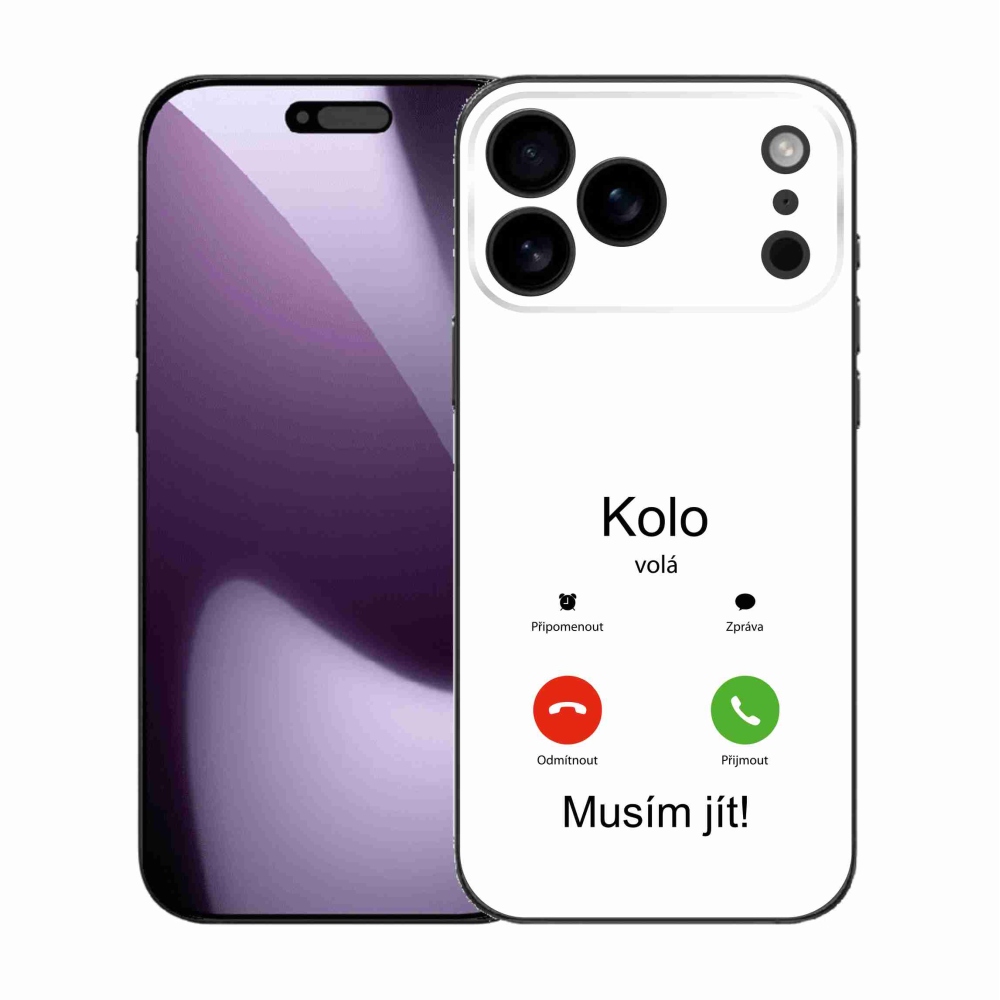 Gelový kryt mmCase na iPhone 17 Pro Max - kolo volá bílé pozadí