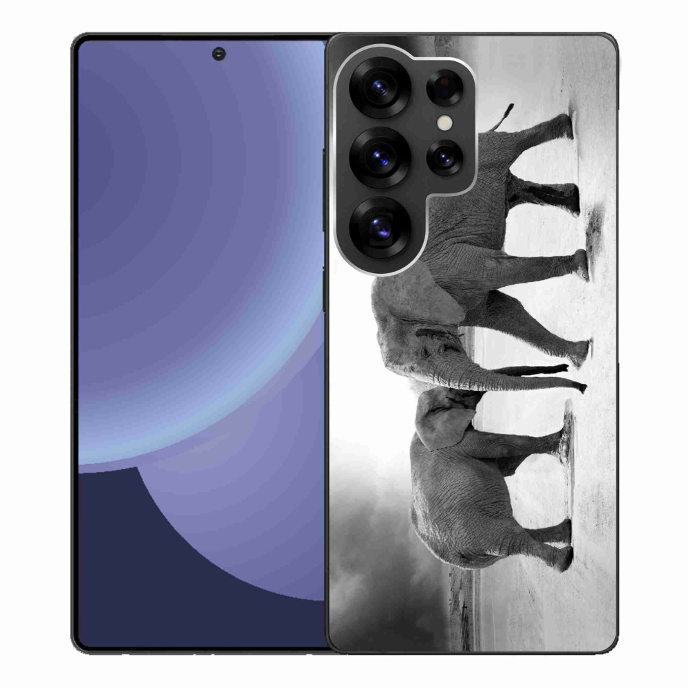 Gelový kryt mmCase na Samsung Galaxy S25 Ultra - černobílí sloni