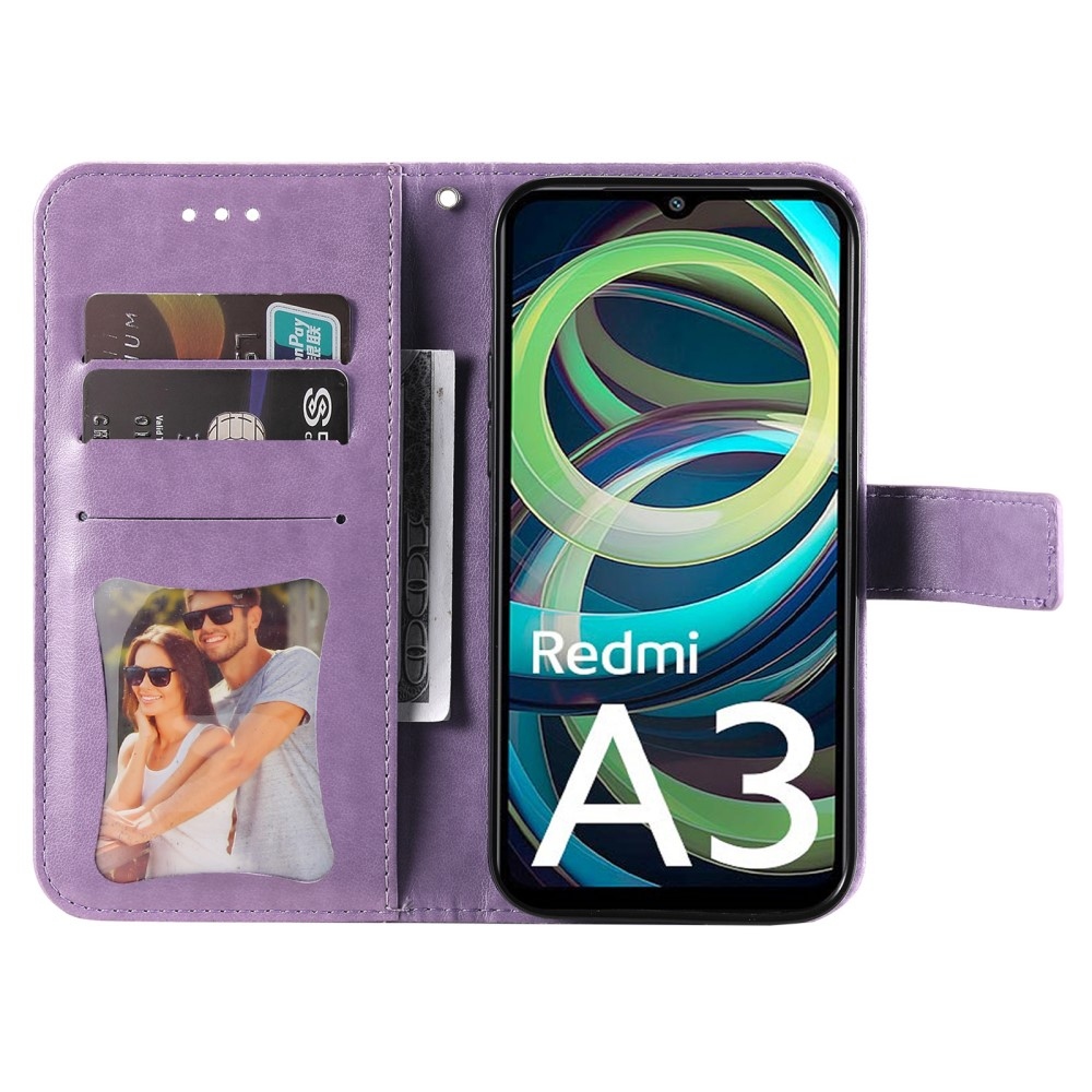 Mandala knížkové pouzdro na Xiaomi Redmi A3 - fialové