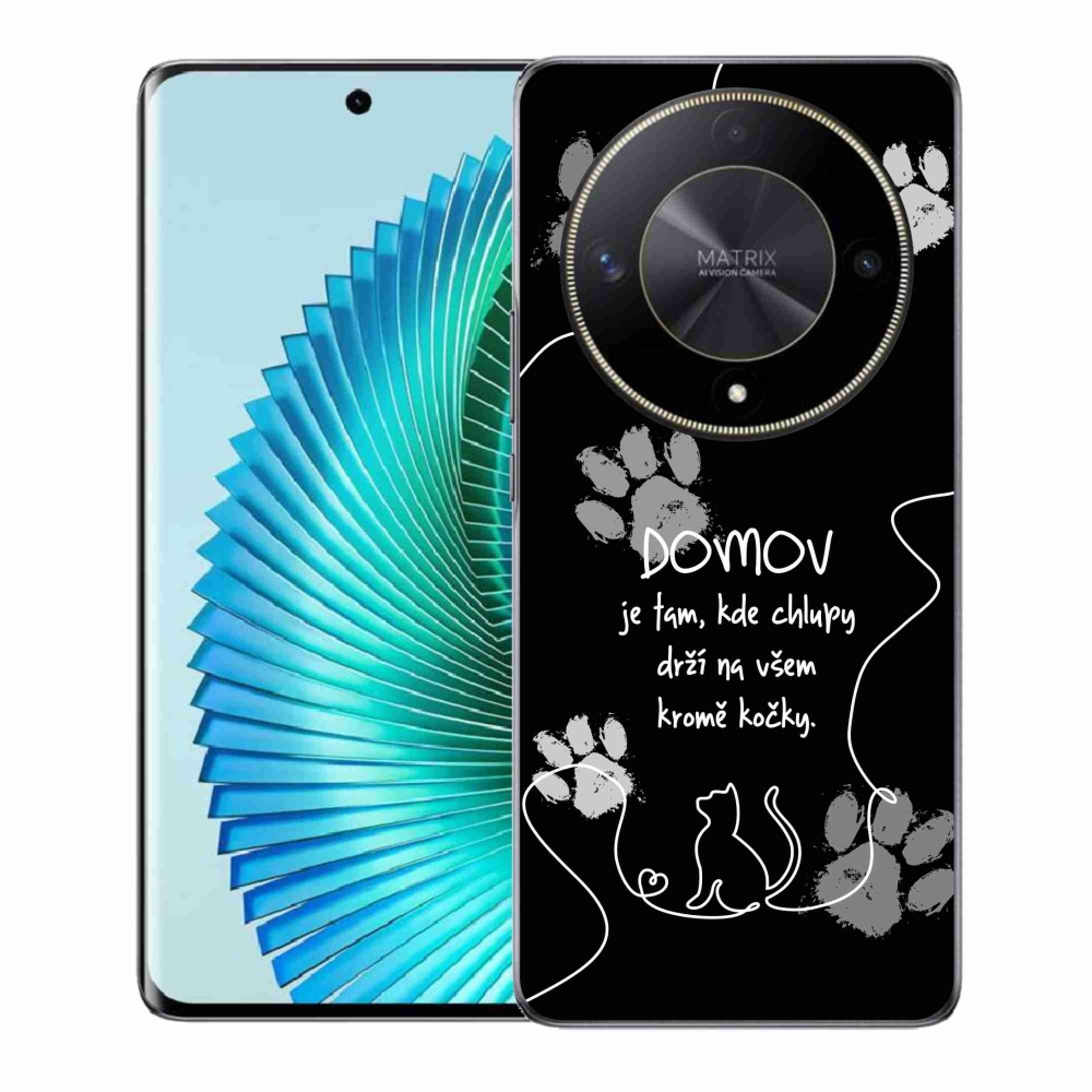 Gelový kryt mmCase na Honor Magic 6 Lite 5G - kočičí motiv černé pozadí
