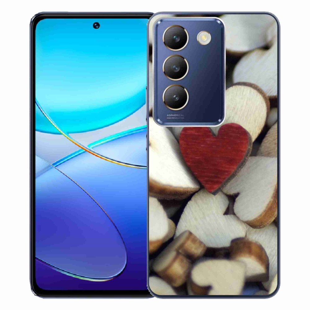 Gelový kryt mmCase na Vivo V40 SE 4G/5G - gravírované červené srdce 