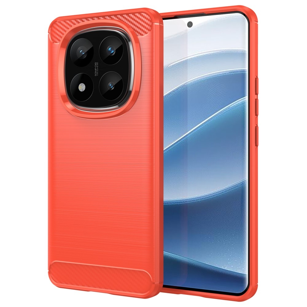 Carbon odolný gelový obal na Xiaomi Redmi Note 14 Pro+ 5G - červený