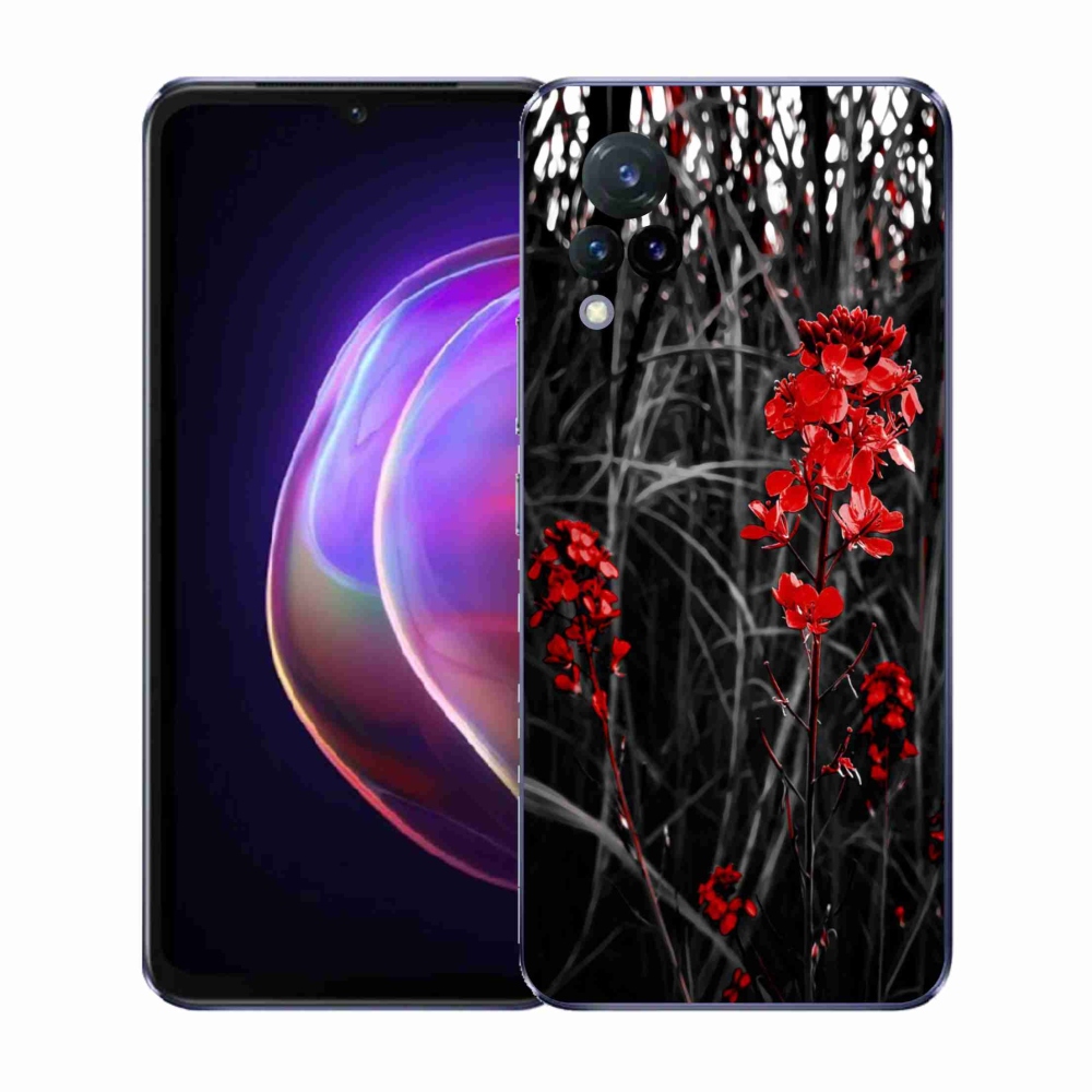 Gelový kryt mmCase na Vivo V21 4G/5G - červená rostlina