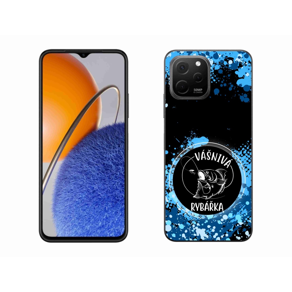 Gelový kryt mmCase na Huawei Nova Y61 - vášnivá rybářka černé pozadí