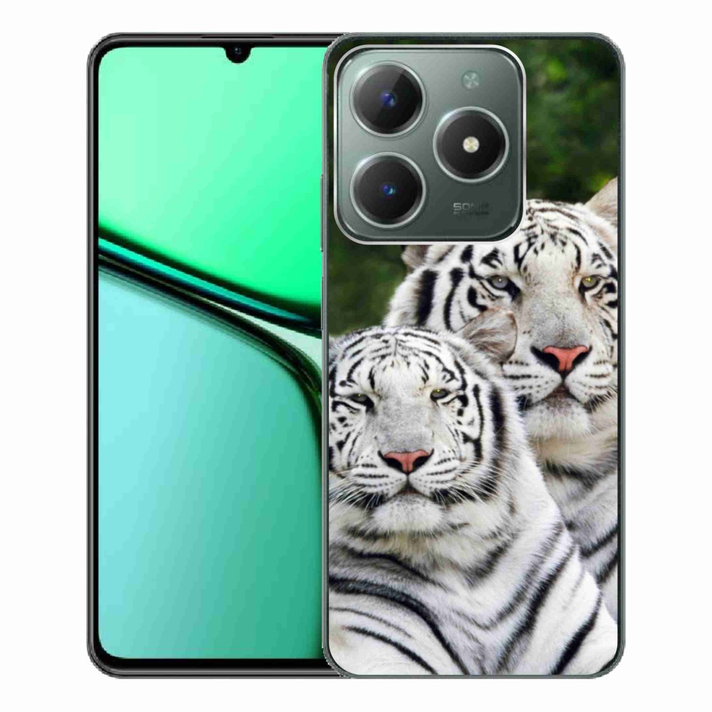 Gelový obal mmCase na Realme C61 - bílí tygři