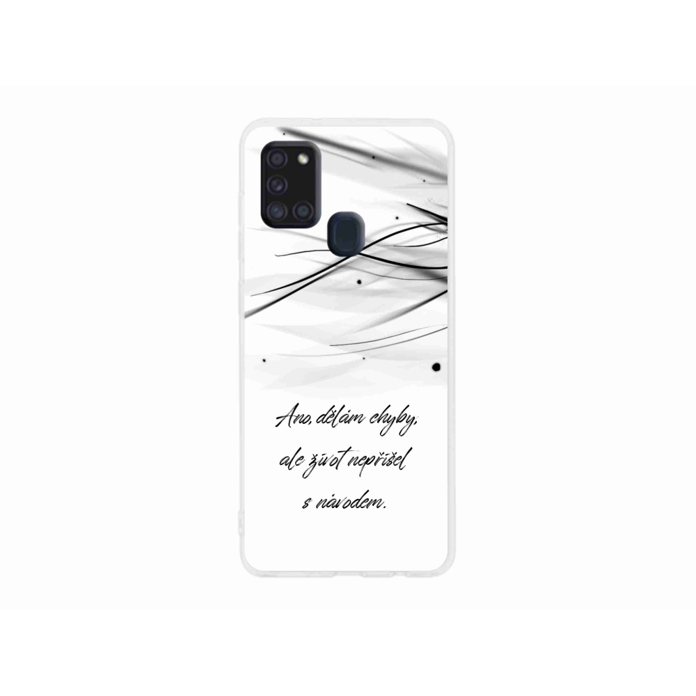 Gelový kryt mmCase na Samsung Galaxy A21s - citát bílé pozadí