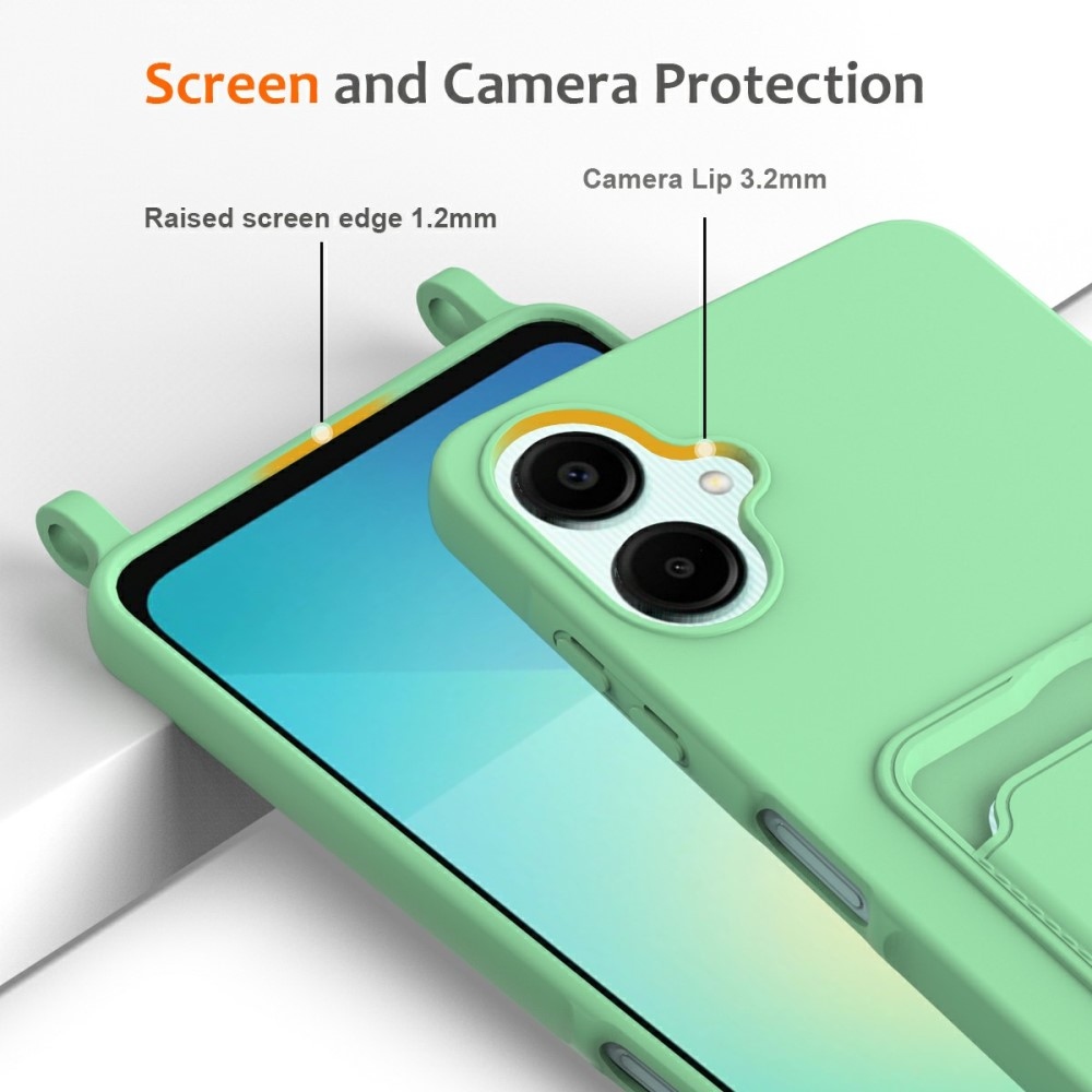Card gelový obal se šňůrkou na Samsung Galaxy A06 4G - zelený