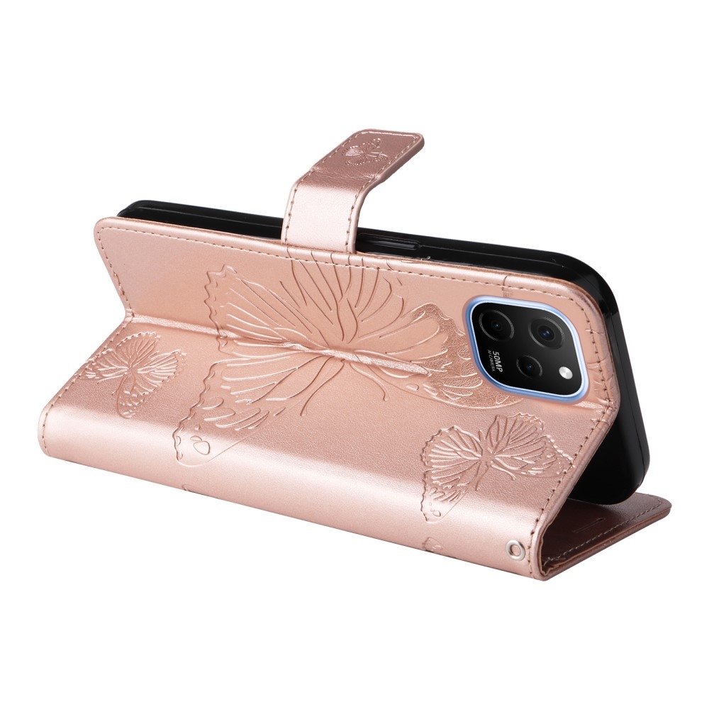 Big Butterfly knížkové pouzdro na Huawei Nova Y61 - růžovozlaté