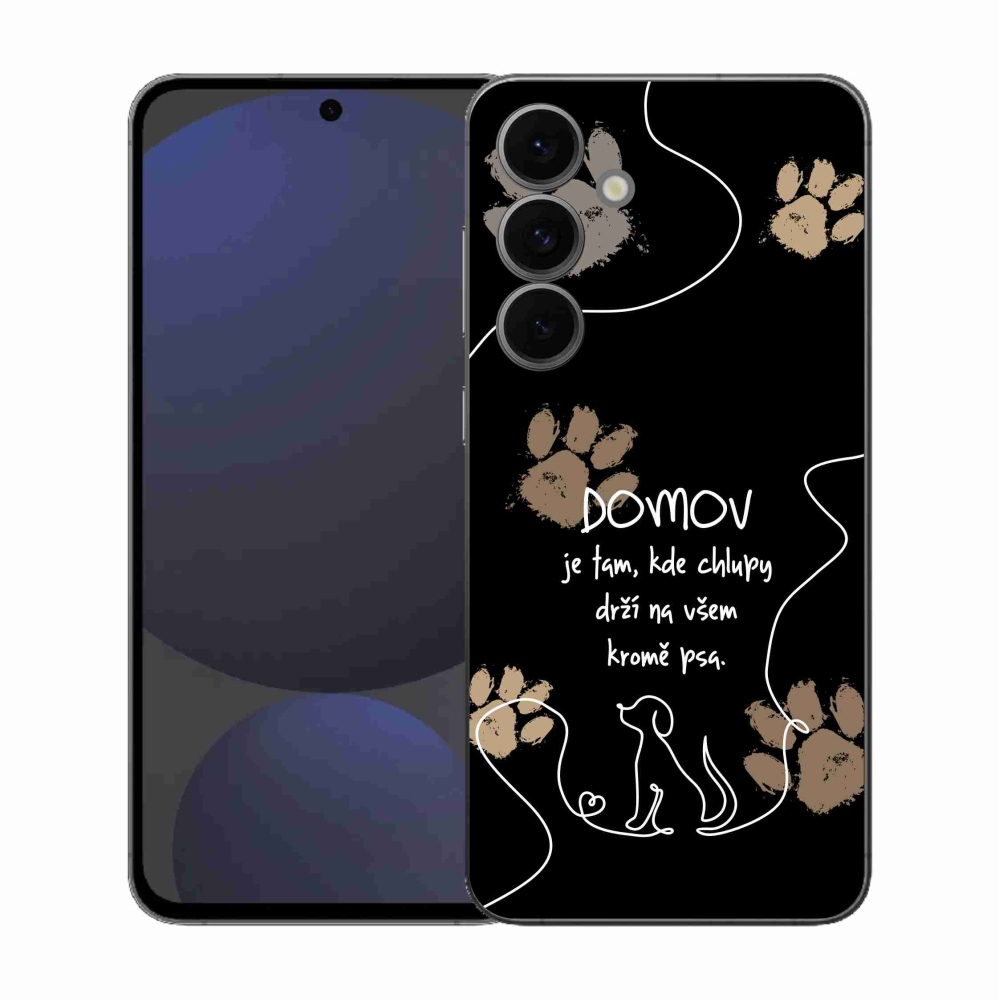 Gelový kryt mmCase na Samsung Galaxy S25 FE - psí motiv černé pozadí
