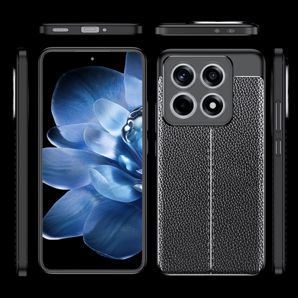 Litchi odolný gelový obal na Xiaomi 14T Pro - černý