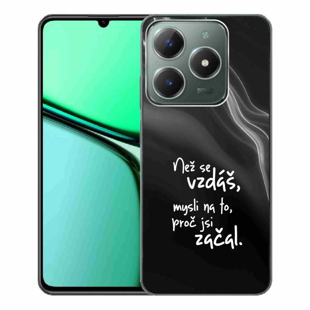 Gelový kryt mmCase na Realme C61 - citát 2 černé pozadí