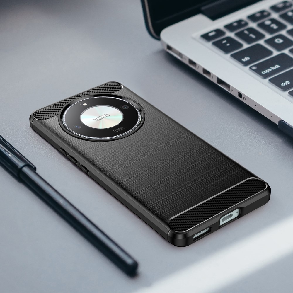 Carbon odolný gelový obal na Honor Magic 6 Lite 5G - černý