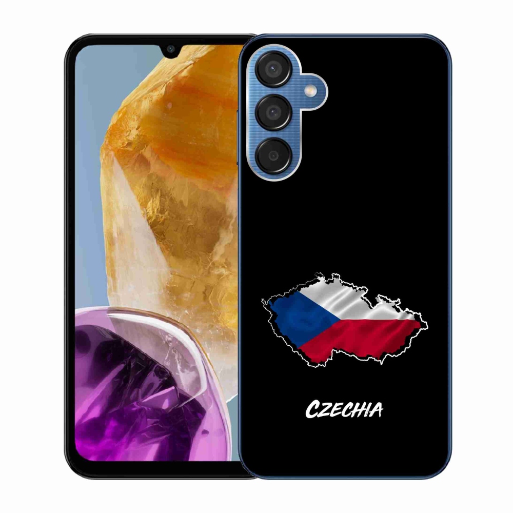 Gelový kryt mmCase na Samsung Galaxy M15 5G - Czechia černé pozadí