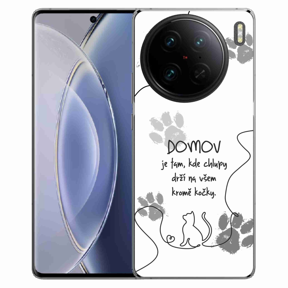 Gelový kryt mmCase na Vivo X90 Pro - kočičí motiv bílé pozadí