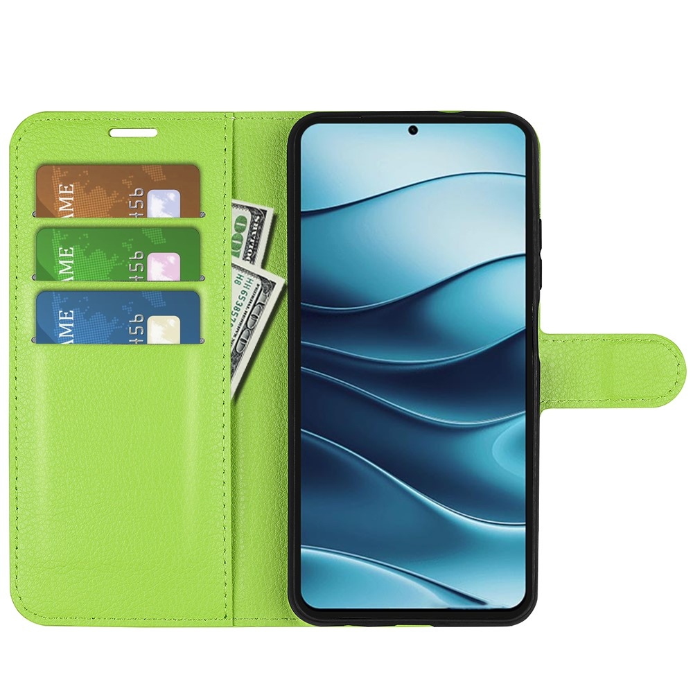 Litchi knížkové pouzdro na Xiaomi Redmi Note 14 5G - zelené