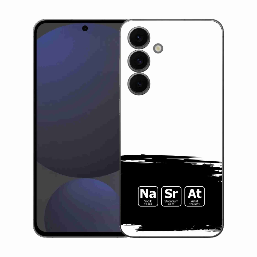 Gelový kryt mmCase na Samsung Galaxy S25 FE - chemické prvky černobílé pozadí