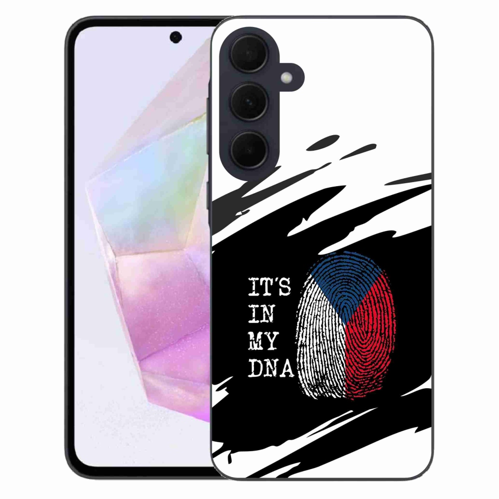 Gelový kryt mmCase na Samsung Galaxy A35 5G - vlajka otisk prstu černobílé pozadí