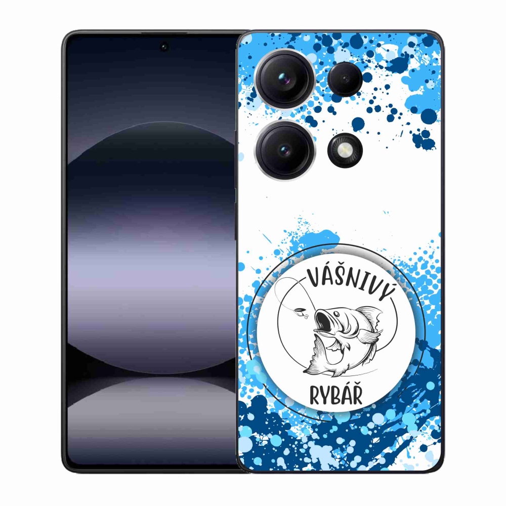 Gelový kryt mmCase na Xiaomi Redmi Note 14S - vášnivý rybář bílé pozadí