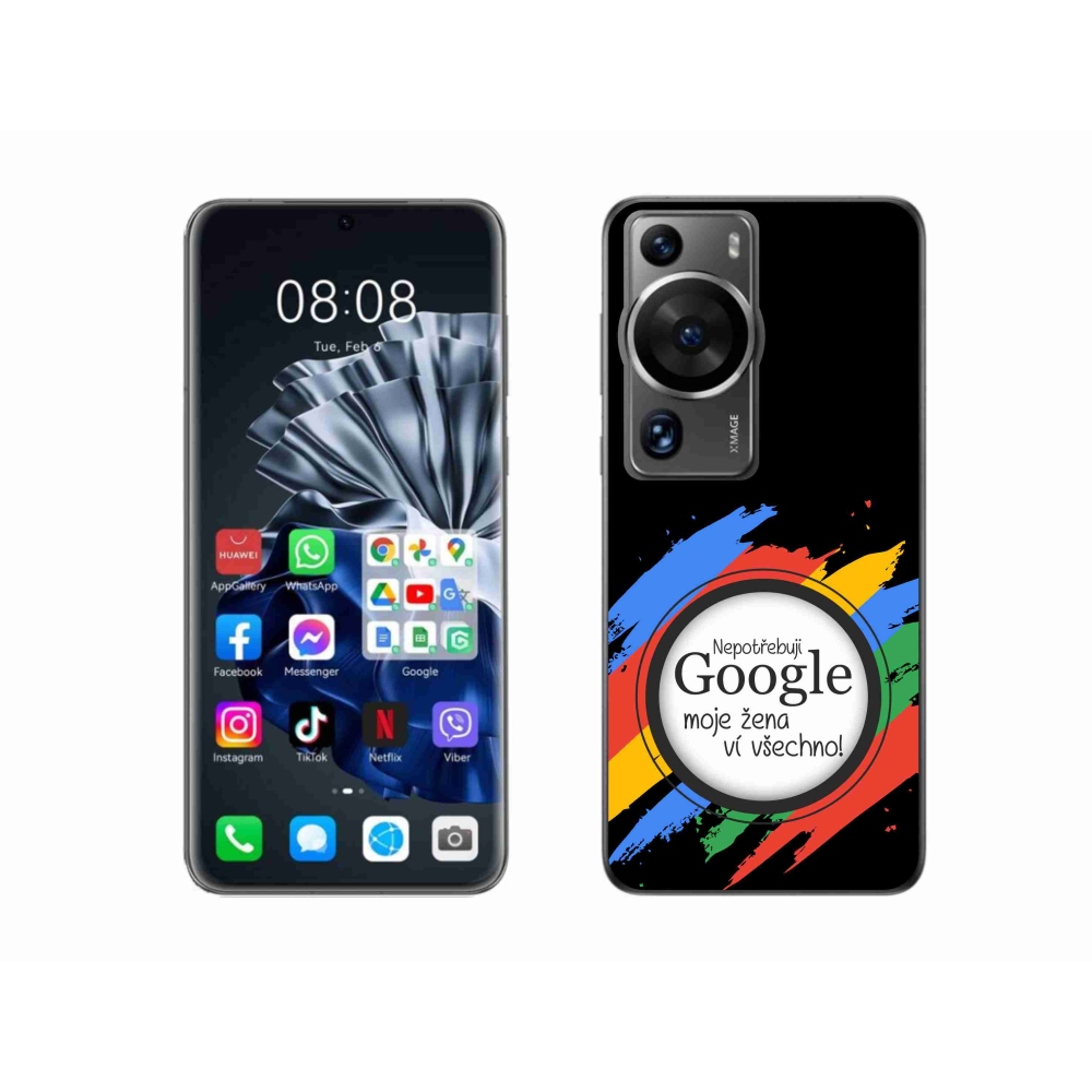 Gelový kryt mmCase na Huawei P60 Pro - žena ví všechno černé pozadí