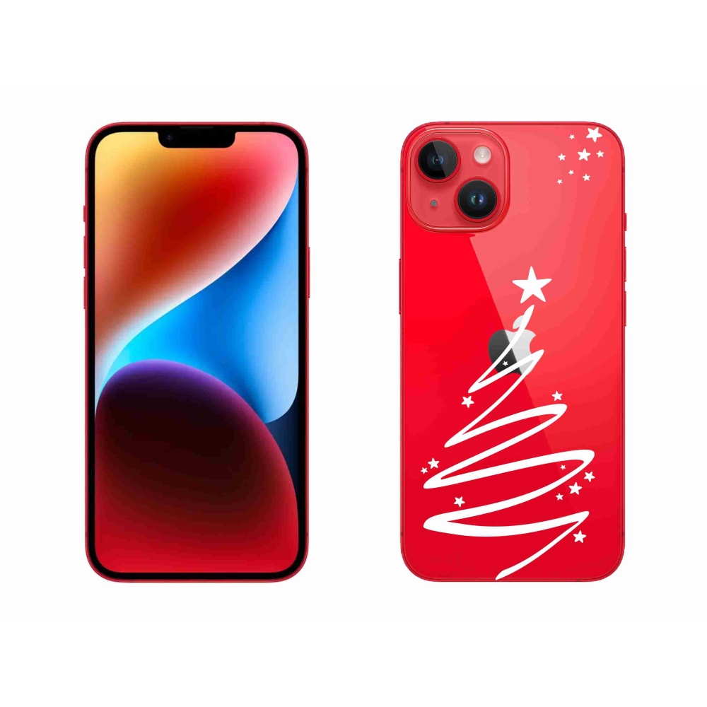 Gelový kryt mmCase na iPhone 14 Plus - bílý stromeček na průhledném pozadí