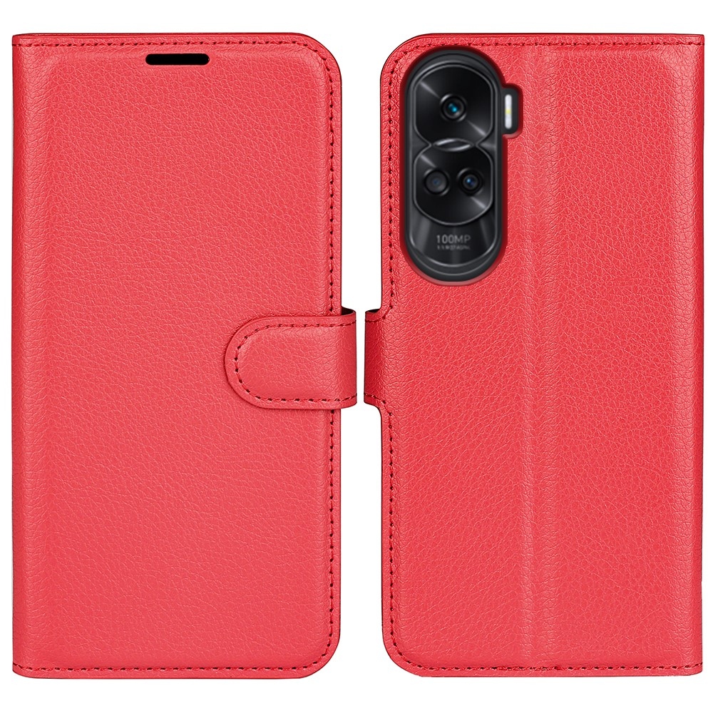 Litchi knížkové pouzdro na Honor 90 Lite - červené