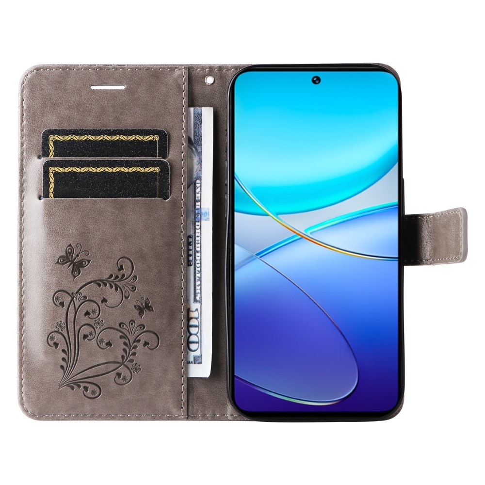 Big Butterfly knížkové pouzdro na Vivo V40 SE 4G/5G - šedé