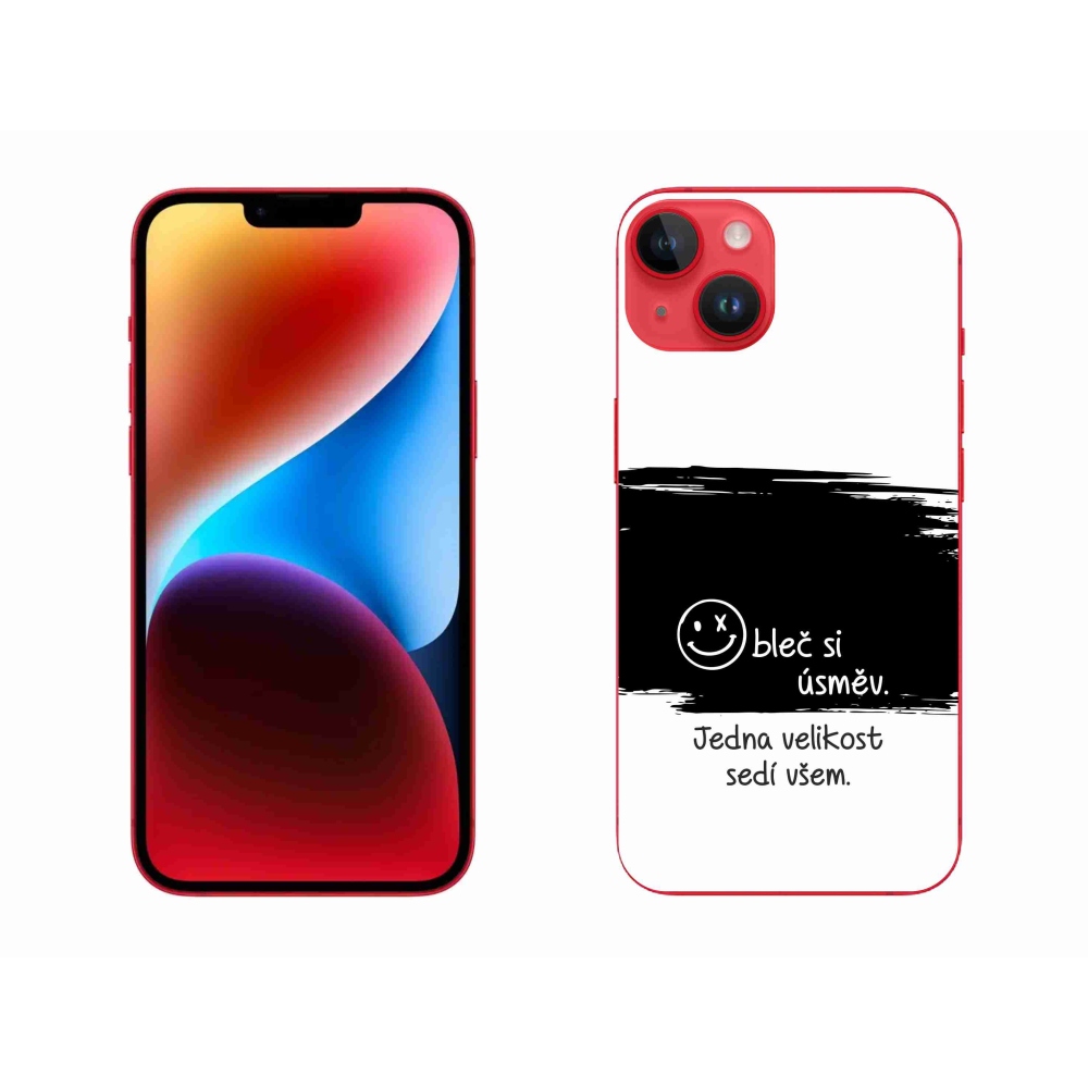 Gelový kryt mmCase na iPhone 14 Plus - vtipný text 8 černobílé pozadí